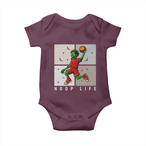 Hoop Life Baby Onesie Halloween Zombie Basketball Spooky Game TS12 Maroon Print Your Wear