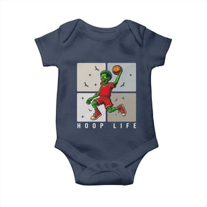 Hoop Life Baby Onesie Halloween Zombie Basketball Spooky Game TS12 Navy Print Your Wear