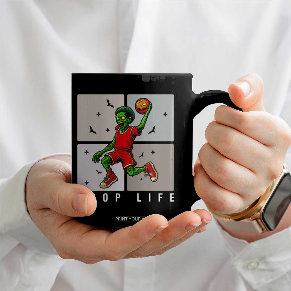 Hoop Life Coffee Mug Halloween Zombie Basketball Spooky Game TS12 Print Your Wear