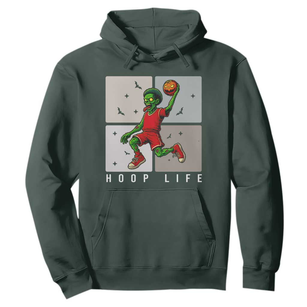 Hoop Life Hoodie Halloween Zombie Basketball Spooky Game TS12 Dark Forest Green Print Your Wear