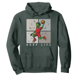 Hoop Life Hoodie Halloween Zombie Basketball Spooky Game TS12 Dark Forest Green Print Your Wear