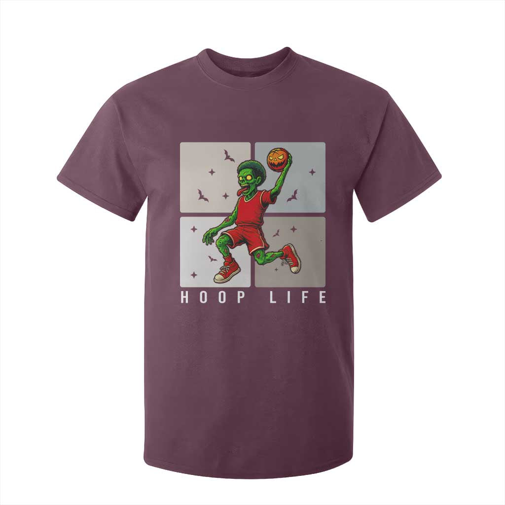 Hoop Life T Shirt For Kid Halloween Zombie Basketball Spooky Game TS12 Maroon Print Your Wear