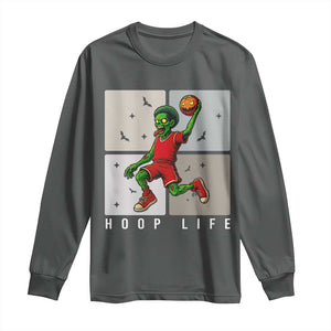 Hoop Life Long Sleeve Shirt Halloween Zombie Basketball Spooky Game TS12 Dark Heather Print Your Wear