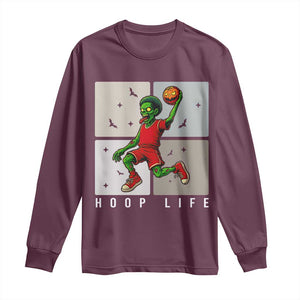 Hoop Life Long Sleeve Shirt Halloween Zombie Basketball Spooky Game TS12 Maroon Print Your Wear