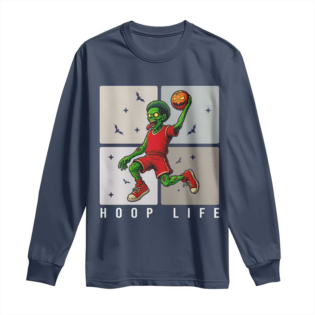 Hoop Life Long Sleeve Shirt Halloween Zombie Basketball Spooky Game TS12 Navy Print Your Wear