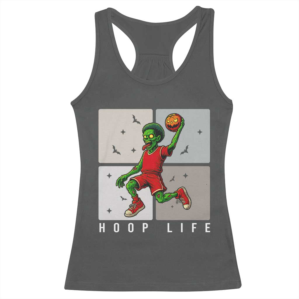 Hoop Life Racerback Tank Top Halloween Zombie Basketball Spooky Game TS12 Dark Heather Print Your Wear