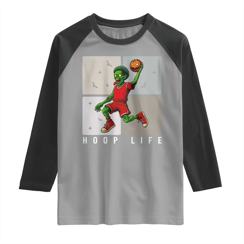 Hoop Life Raglan Shirt Halloween Zombie Basketball Spooky Game TS12 Sport Gray Black Print Your Wear