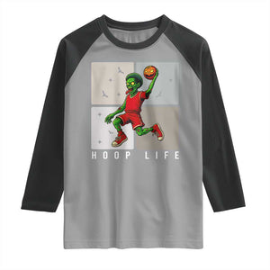 Hoop Life Raglan Shirt Halloween Zombie Basketball Spooky Game TS12 Sport Gray Black Print Your Wear