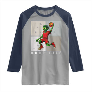 Hoop Life Raglan Shirt Halloween Zombie Basketball Spooky Game TS12 Sport Gray Navy Print Your Wear