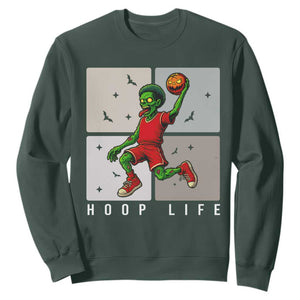 Hoop Life Sweatshirt Halloween Zombie Basketball Spooky Game TS12 Dark Forest Green Print Your Wear