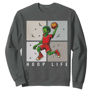 Hoop Life Sweatshirt Halloween Zombie Basketball Spooky Game TS12 Dark Heather Print Your Wear