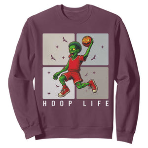 Hoop Life Sweatshirt Halloween Zombie Basketball Spooky Game TS12 Maroon Print Your Wear