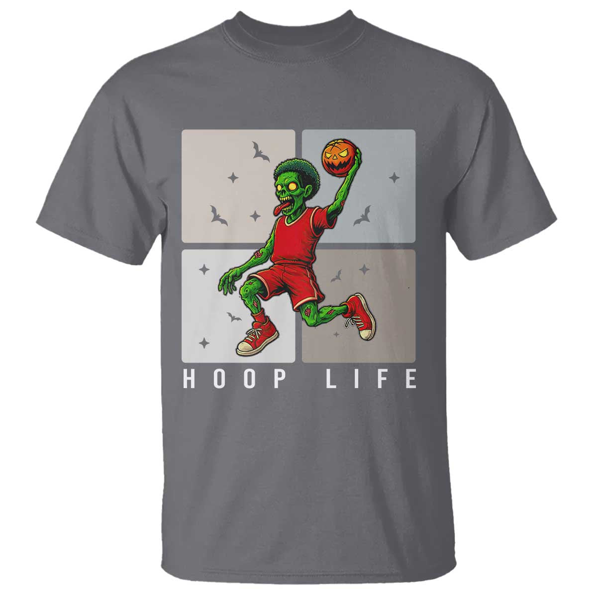 Hoop Life T Shirt Halloween Zombie Basketball Spooky Game TS12 Charcoal Print Your Wear