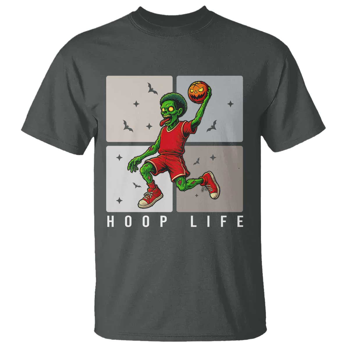 Hoop Life T Shirt Halloween Zombie Basketball Spooky Game TS12 Dark Heather Print Your Wear