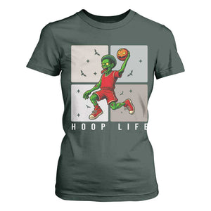 Hoop Life T Shirt For Women Halloween Zombie Basketball Spooky Game TS12 Dark Forest Green Print Your Wear