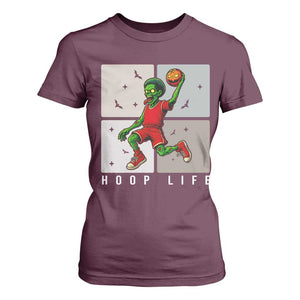 Hoop Life T Shirt For Women Halloween Zombie Basketball Spooky Game TS12 Maroon Print Your Wear