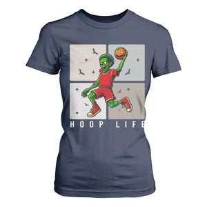 Hoop Life T Shirt For Women Halloween Zombie Basketball Spooky Game TS12 Navy Print Your Wear