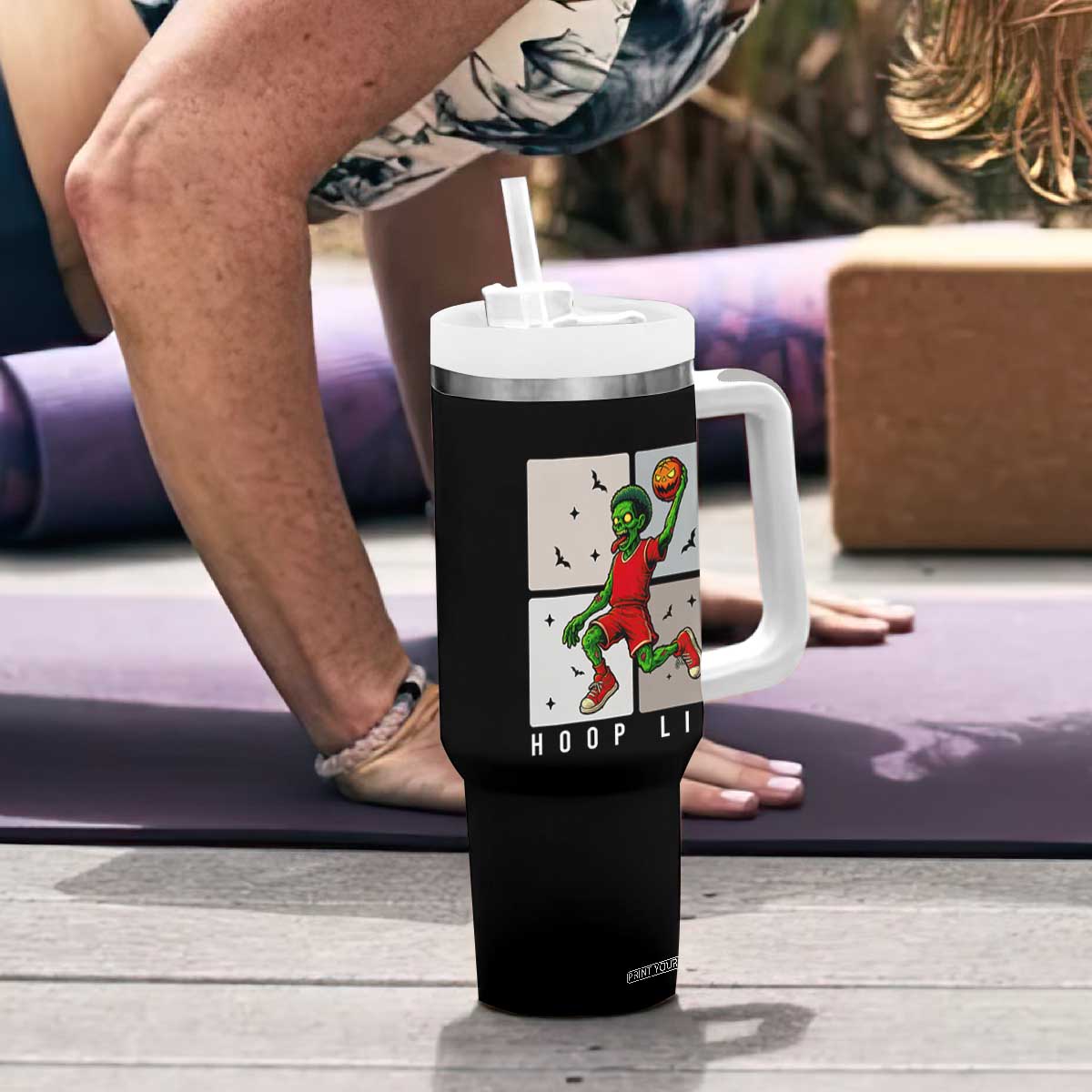 Hoop Life Tumbler With Handle Halloween Zombie Basketball Spooky Game TS12 Print Your Wear