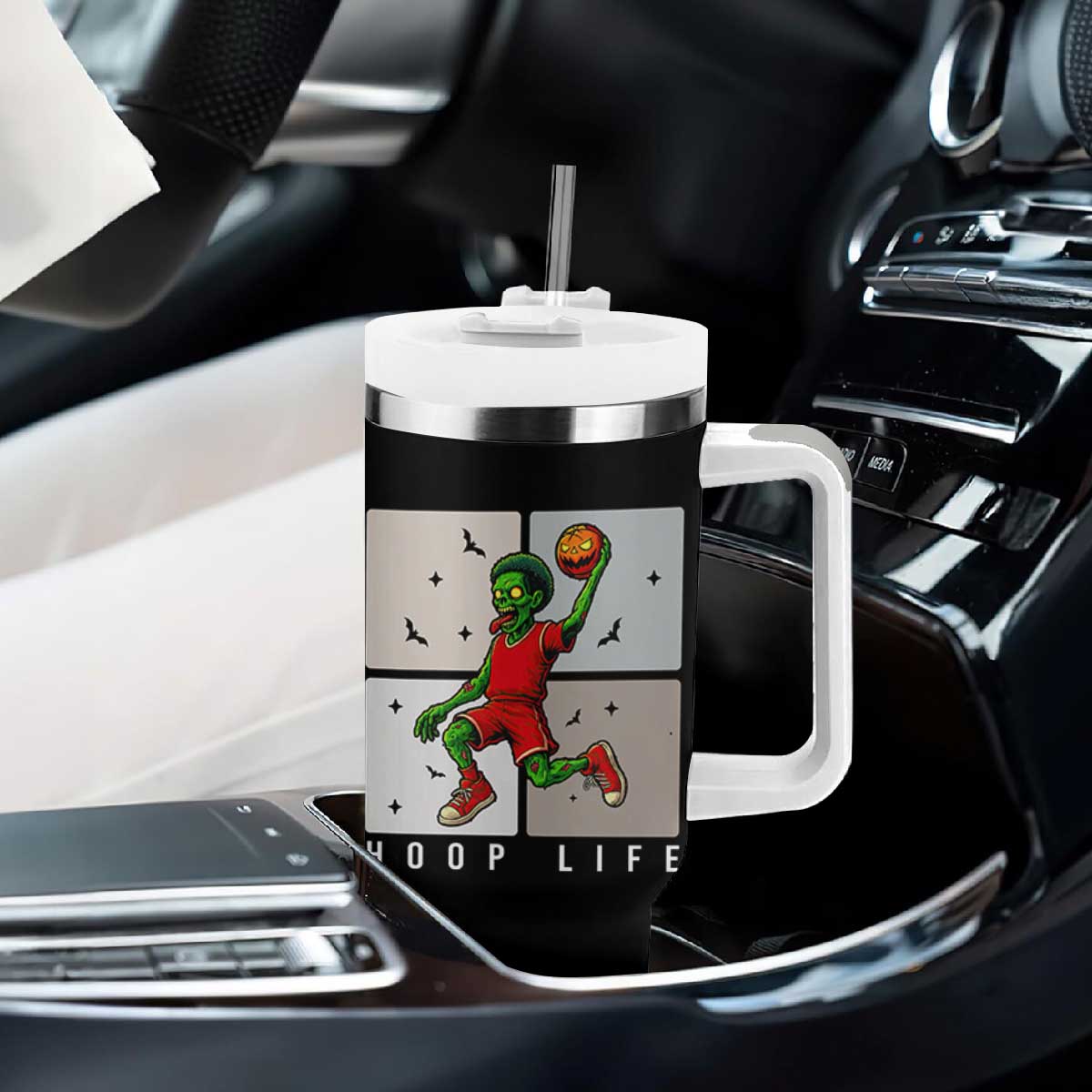 Hoop Life Tumbler With Handle Halloween Zombie Basketball Spooky Game TS12 Print Your Wear