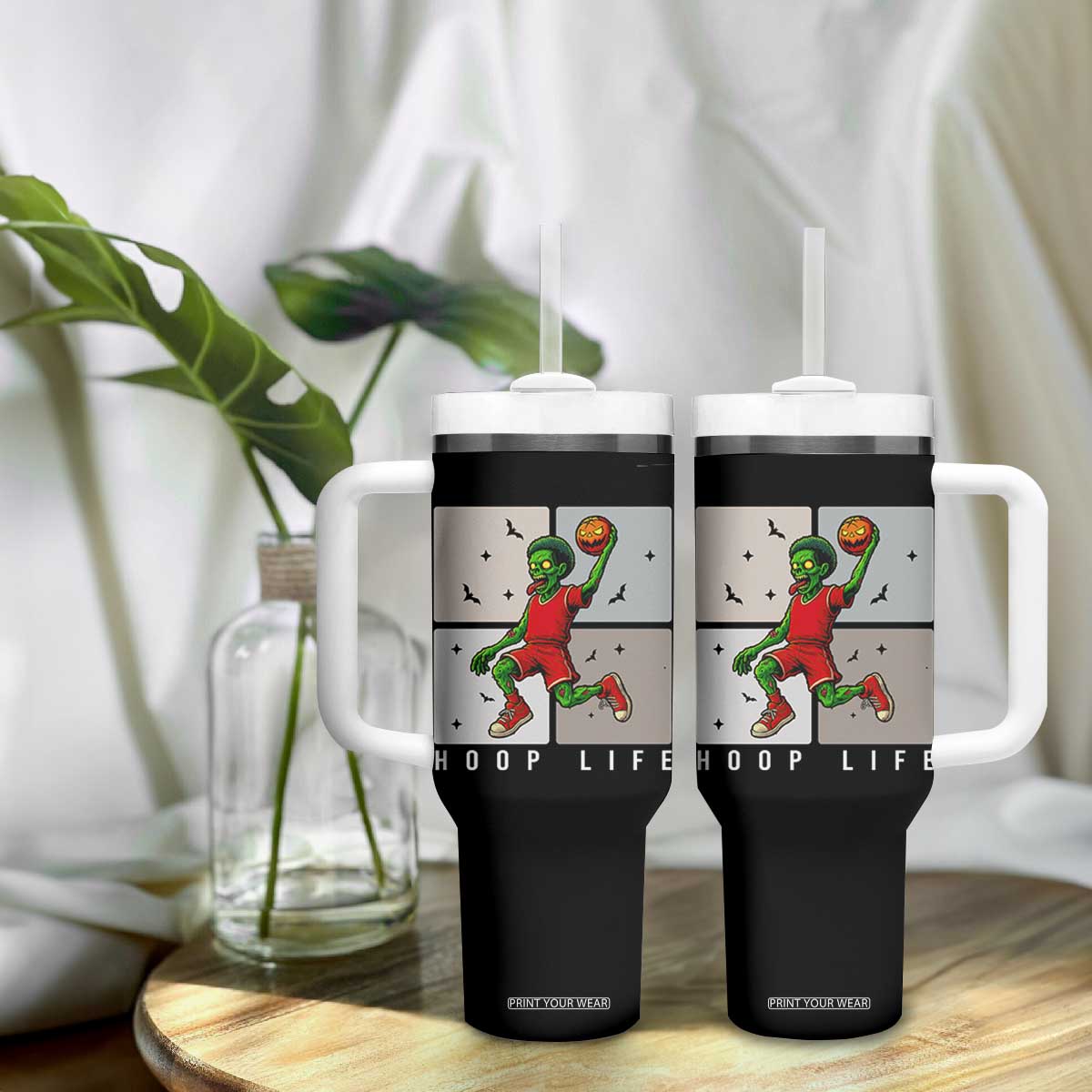 Hoop Life Tumbler With Handle Halloween Zombie Basketball Spooky Game TS12 Print Your Wear