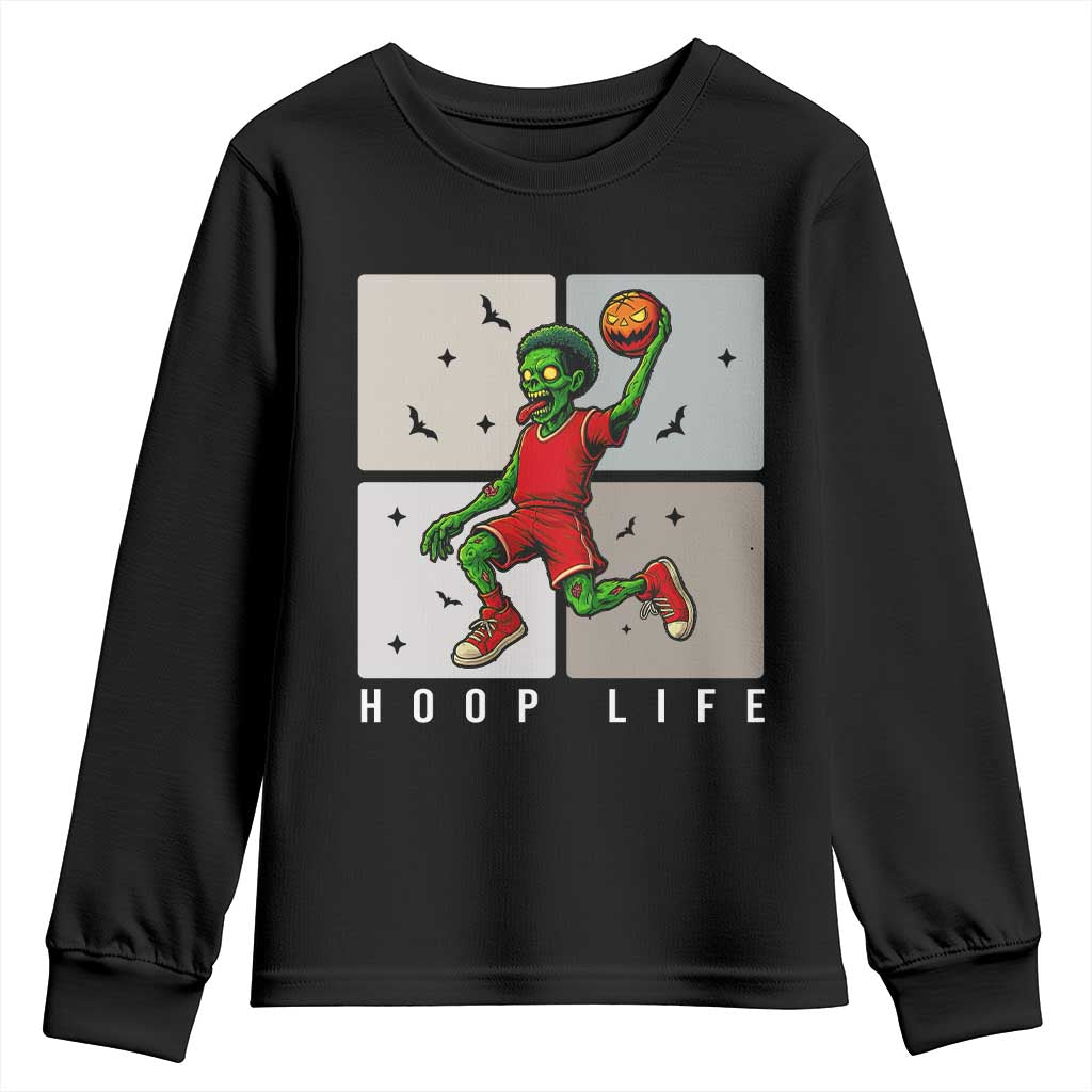 Hoop Life Youth Sweatshirt Halloween Zombie Basketball Spooky Game TS12 Black Print Your Wear