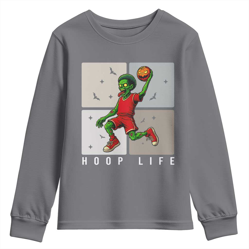 Hoop Life Youth Sweatshirt Halloween Zombie Basketball Spooky Game TS12 Charcoal Print Your Wear