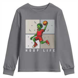 Hoop Life Youth Sweatshirt Halloween Zombie Basketball Spooky Game TS12 Charcoal Print Your Wear