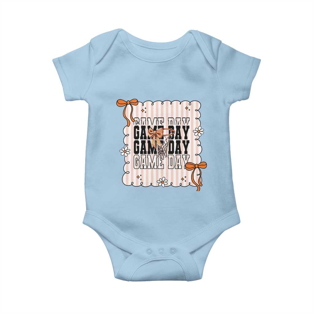Basketball Game Day Baby Onesie Retro Coquette Bow Gift For Sport Lovers TS12 Light Blue Print Your Wear