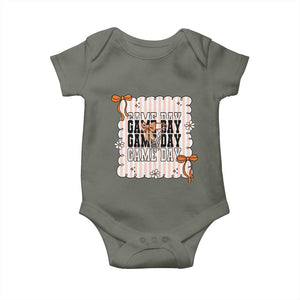 Basketball Game Day Baby Onesie Retro Coquette Bow Gift For Sport Lovers TS12 Military Green Print Your Wear