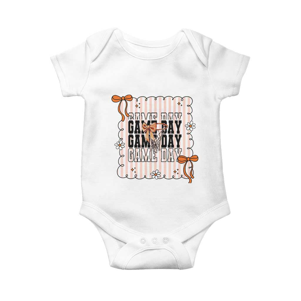 Basketball Game Day Baby Onesie Retro Coquette Bow Gift For Sport Lovers TS12 White Print Your Wear