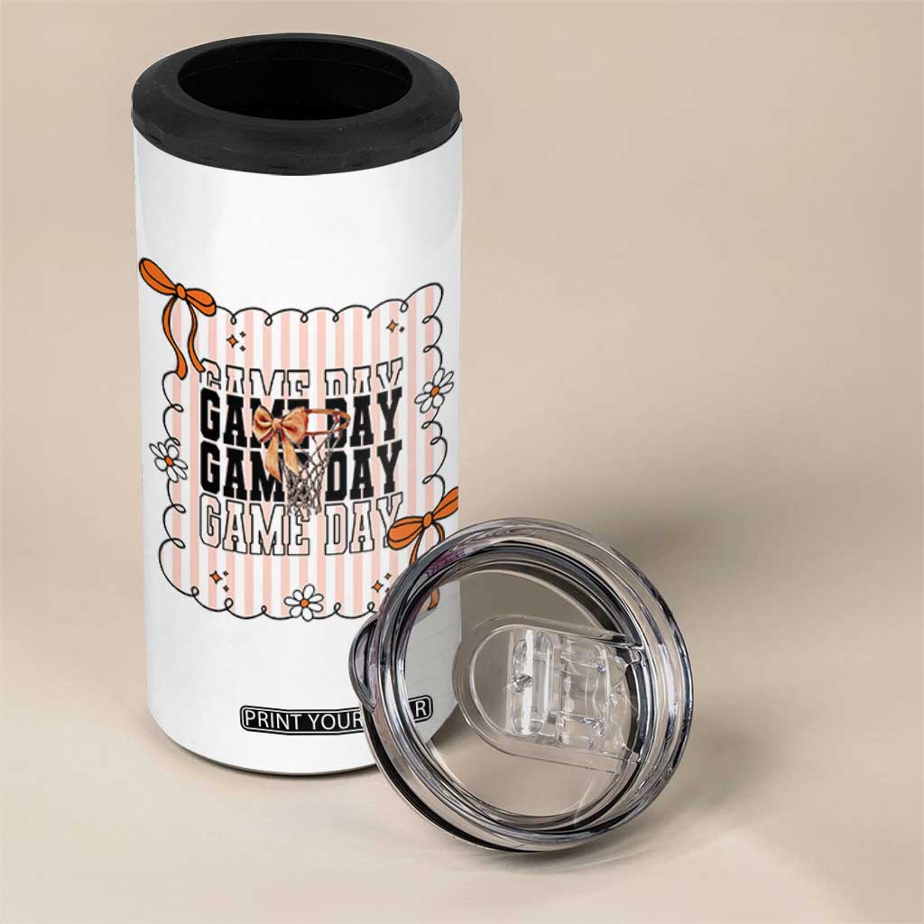 Basketball Game Day 4 in 1 Can Cooler Tumbler Retro Coquette Bow Gift For Sport Lovers TS12 Print Your Wear