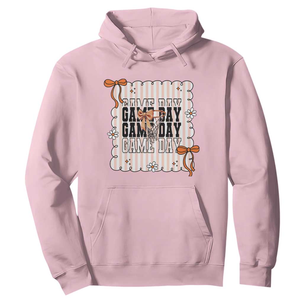 Basketball Game Day Hoodie Retro Coquette Bow Gift For Sport Lovers TS12 Light Pink Print Your Wear