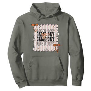 Basketball Game Day Hoodie Retro Coquette Bow Gift For Sport Lovers TS12 Military Green Print Your Wear