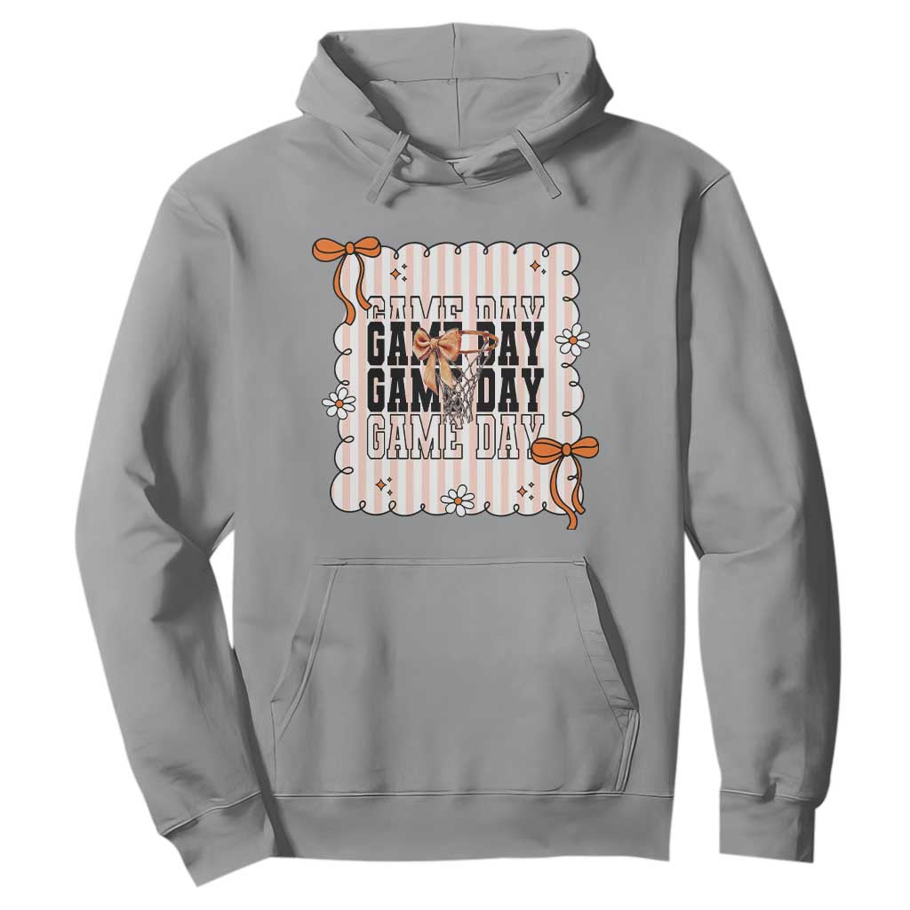Basketball Game Day Hoodie Retro Coquette Bow Gift For Sport Lovers TS12 Sport Gray Print Your Wear