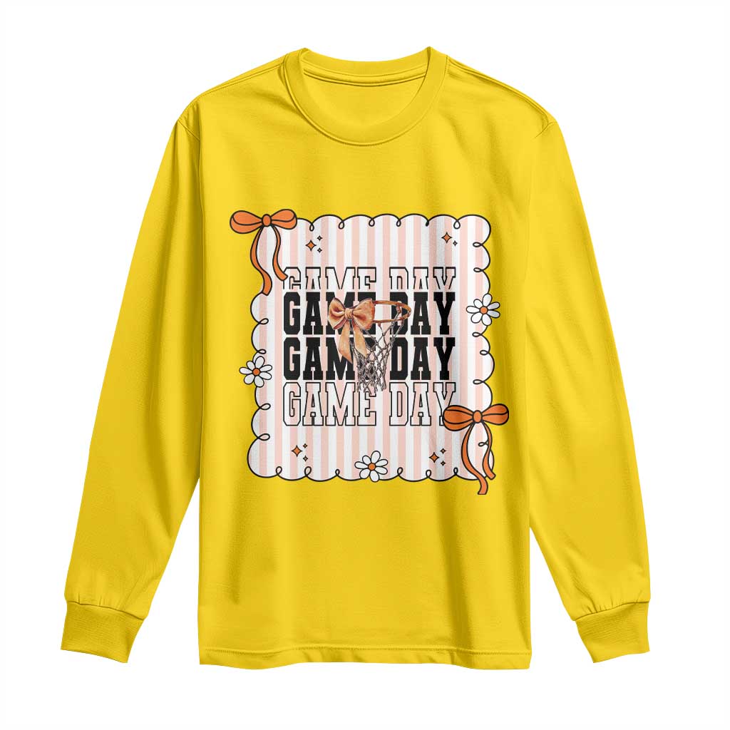 Basketball Game Day Long Sleeve Shirt Retro Coquette Bow Gift For Sport Lovers TS12 Daisy Print Your Wear