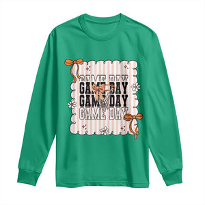 Basketball Game Day Long Sleeve Shirt Retro Coquette Bow Gift For Sport Lovers TS12 Irish Green Print Your Wear