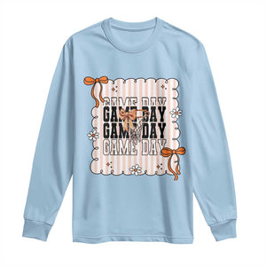 Basketball Game Day Long Sleeve Shirt Retro Coquette Bow Gift For Sport Lovers TS12 Light Blue Print Your Wear