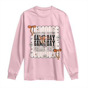 Basketball Game Day Long Sleeve Shirt Retro Coquette Bow Gift For Sport Lovers TS12 Light Pink Print Your Wear