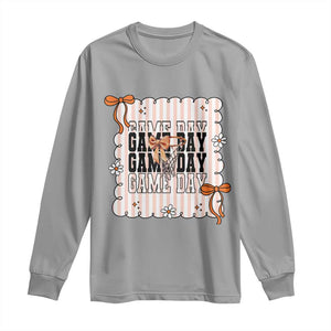 Basketball Game Day Long Sleeve Shirt Retro Coquette Bow Gift For Sport Lovers TS12 Sport Gray Print Your Wear