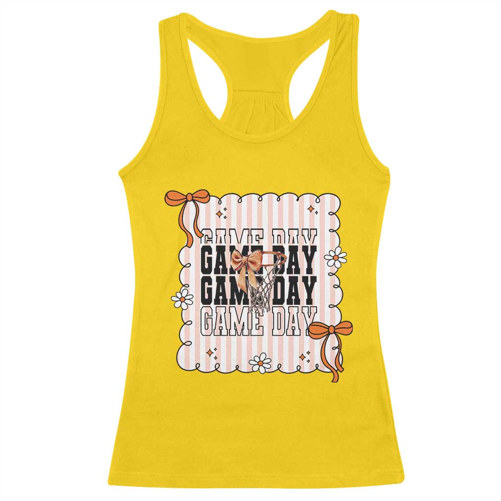 Basketball Game Day Racerback Tank Top Retro Coquette Bow Gift For Sport Lovers TS12 Daisy Print Your Wear
