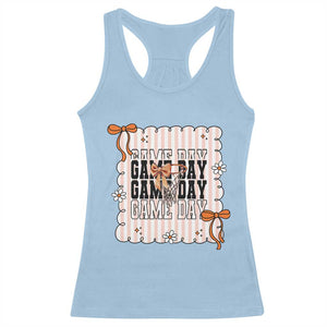 Basketball Game Day Racerback Tank Top Retro Coquette Bow Gift For Sport Lovers TS12 Light Blue Print Your Wear