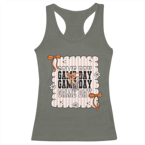 Basketball Game Day Racerback Tank Top Retro Coquette Bow Gift For Sport Lovers TS12 Military Green Print Your Wear