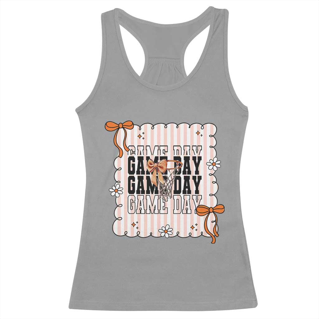 Basketball Game Day Racerback Tank Top Retro Coquette Bow Gift For Sport Lovers TS12 Sport Gray Print Your Wear
