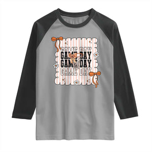 Basketball Game Day Raglan Shirt Retro Coquette Bow Gift For Sport Lovers TS12 Sport Gray Black Print Your Wear