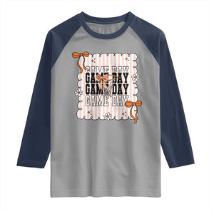Basketball Game Day Raglan Shirt Retro Coquette Bow Gift For Sport Lovers TS12 Sport Gray Navy Print Your Wear