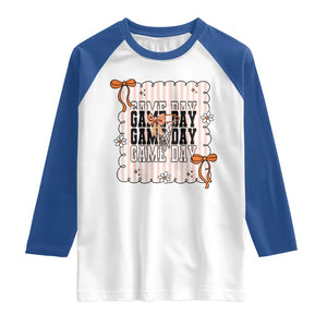 Basketball Game Day Raglan Shirt Retro Coquette Bow Gift For Sport Lovers TS12 White Royal Print Your Wear