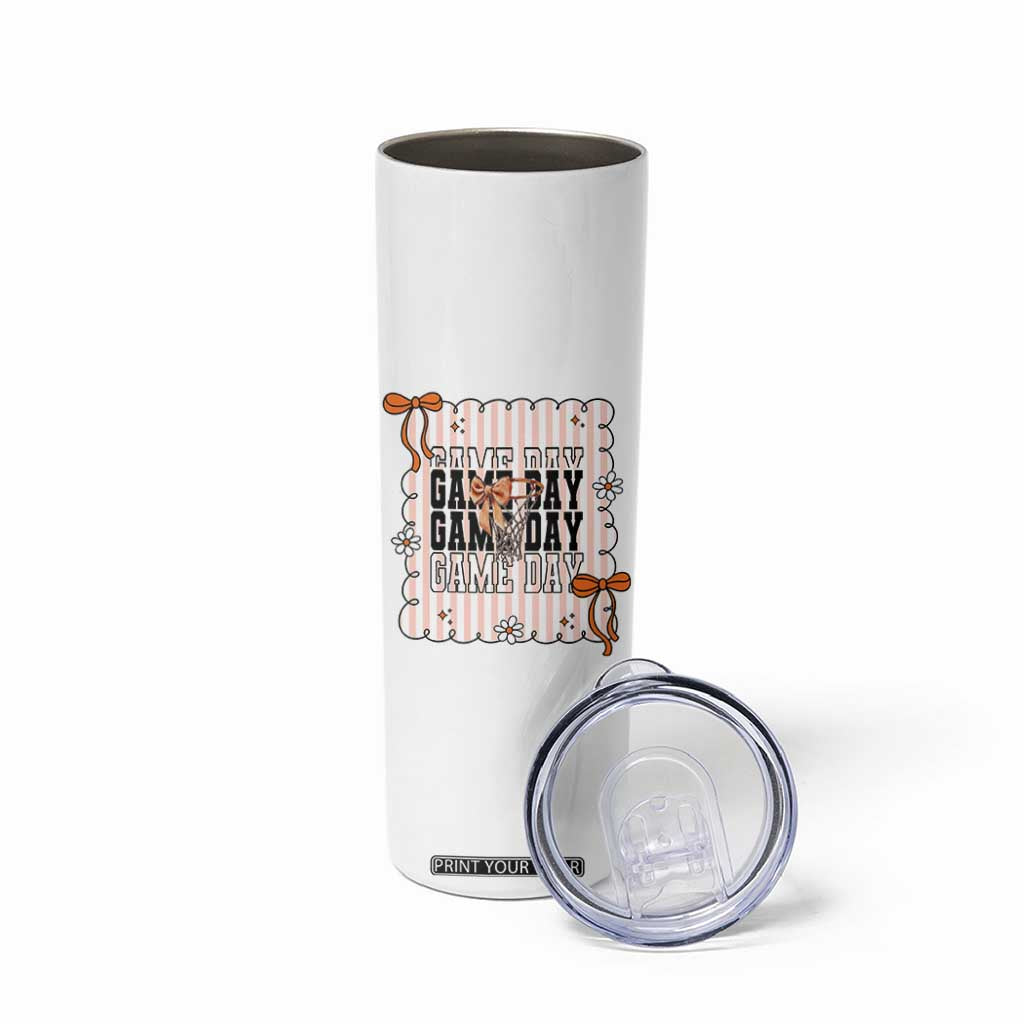 Basketball Game Day Skinny Tumbler Retro Coquette Bow Gift For Sport Lovers TS12 Print Your Wear