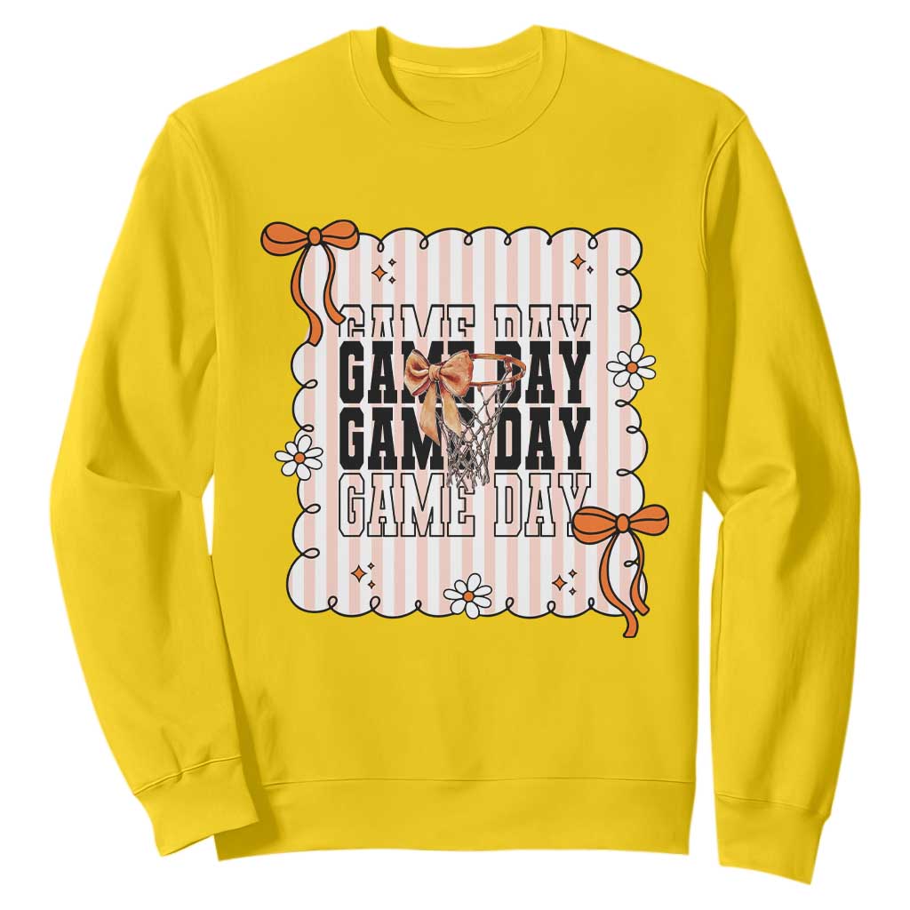 Basketball Game Day Sweatshirt Retro Coquette Bow Gift For Sport Lovers TS12 Daisy Print Your Wear