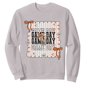 Basketball Game Day Sweatshirt Retro Coquette Bow Gift For Sport Lovers TS12 Ice Gray Print Your Wear