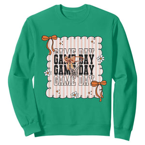 Basketball Game Day Sweatshirt Retro Coquette Bow Gift For Sport Lovers TS12 Irish Green Print Your Wear